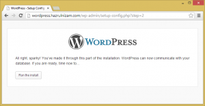 Set up WordPress - Configuration success